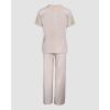 imageCHICME 2025 Womens 2 Piece Outfits Contrast Lace Short Sleeve Top and Drawstring Ribknit Pants Set Casual Lounge SetApricot