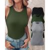 imageCHICME 3 Piece Womens Tank Tops Sleeveless Basic Cami Shirt Slim Knit Ribbed Racerback BlousesArmy Green Black