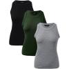 imageCHICME 3 Piece Womens Tank Tops Sleeveless Basic Cami Shirt Slim Knit Ribbed Racerback BlousesArmy Green Black