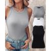 imageCHICME 3 Piece Womens Tank Tops Sleeveless Basic Cami Shirt Slim Knit Ribbed Racerback BlousesBlack Gray White