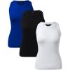 imageCHICME 3 Piece Womens Tank Tops Sleeveless Basic Cami Shirt Slim Knit Ribbed Racerback BlousesBlue Black White