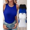 imageCHICME 3 Piece Womens Tank Tops Sleeveless Basic Cami Shirt Slim Knit Ribbed Racerback BlousesBlue Black White