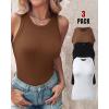imageCHICME 3 Piece Womens Tank Tops Sleeveless Basic Cami Shirt Slim Knit Ribbed Racerback BlousesCoffee White Black