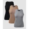 imageCHICME 3 Piece Womens Tank Tops Sleeveless Basic Cami Shirt Slim Knit Ribbed Racerback BlousesKhaki Black Gray