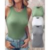 imageCHICME 3 Piece Womens Tank Tops Sleeveless Basic Cami Shirt Slim Knit Ribbed Racerback BlousesLight Green White Gray