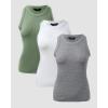 imageCHICME 3 Piece Womens Tank Tops Sleeveless Basic Cami Shirt Slim Knit Ribbed Racerback BlousesLight Green White Gray