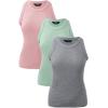 imageCHICME 3 Piece Womens Tank Tops Sleeveless Basic Cami Shirt Slim Knit Ribbed Racerback BlousesPink Green Gray