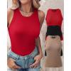 imageCHICME 3 Piece Womens Tank Tops Sleeveless Basic Cami Shirt Slim Knit Ribbed Racerback BlousesRed Black Khaki