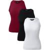 imageCHICME 3 Piece Womens Tank Tops Sleeveless Basic Cami Shirt Slim Knit Ribbed Racerback BlousesWhite Red Black