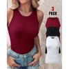imageCHICME 3 Piece Womens Tank Tops Sleeveless Basic Cami Shirt Slim Knit Ribbed Racerback BlousesWhite Red Black