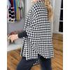 imageCHICME Houndstooth Ponchos for Women 2025 Open Front Knit Sweater Cardigan Batwing Tops Oversized Blanket Scarf Sweater CoatAblackwhite