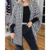 imageCHICME Houndstooth Ponchos for Women 2025 Open Front Knit Sweater Cardigan Batwing Tops Oversized Blanket Scarf Sweater CoatAblackwhite