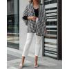 imageCHICME Houndstooth Ponchos for Women 2025 Open Front Knit Sweater Cardigan Batwing Tops Oversized Blanket Scarf Sweater CoatAblackwhite