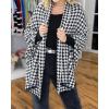 imageCHICME Houndstooth Ponchos for Women 2025 Open Front Knit Sweater Cardigan Batwing Tops Oversized Blanket Scarf Sweater CoatAblackwhite