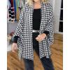 imageCHICME Houndstooth Ponchos for Women 2025 Open Front Knit Sweater Cardigan Batwing Tops Oversized Blanket Scarf Sweater CoatAblackwhite