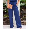 imageCHICME Jumpsuits for Women Dressy Contrast Short Lace Sleeve One Piece Jumpsuit Casual Summer Wide Leg RompersDark Blue