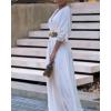 imageCHICME Jumpsuits for Women VNeck Half Sleeve Ruched Jumpsuit 2025 Wide Leg Pants One Piece OverallsAwhite