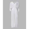 imageCHICME Jumpsuits for Women VNeck Half Sleeve Ruched Jumpsuit 2025 Wide Leg Pants One Piece OverallsAwhite