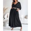 imageCHICME Jumpsuits for Women VNeck Half Sleeve Ruched Jumpsuit 2025 Wide Leg Pants One Piece OverallsBlack
