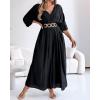 imageCHICME Jumpsuits for Women VNeck Half Sleeve Ruched Jumpsuit 2025 Wide Leg Pants One Piece OverallsBlack