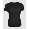 imageCHICME Women Builtin Bra T Shirt Top Short Sleeve Square Neck Basic Tees Casual Ribbed Knit Fitted Going Out TopsAblack