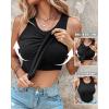 imageCHICME Women Builtin Bra Tank Tops Sleeveless Casual Shirts Racerback Ribbed Fitted Tank TopsAblack