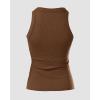 imageCHICME Women Builtin Bra Tank Tops Sleeveless Casual Shirts Racerback Ribbed Fitted Tank TopsCoffee