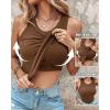 imageCHICME Women Builtin Bra Tank Tops Sleeveless Casual Shirts Racerback Ribbed Fitted Tank TopsCoffee