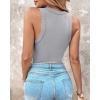 imageCHICME Women Builtin Bra Tank Tops Sleeveless Casual Shirts Racerback Ribbed Fitted Tank TopsWgray
