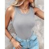 imageCHICME Women Builtin Bra Tank Tops Sleeveless Casual Shirts Racerback Ribbed Fitted Tank TopsWgray