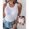 imageCHICME Women Builtin Bra Tank Tops Sleeveless Casual Shirts Racerback Ribbed Fitted Tank TopsWhite