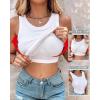 imageCHICME Women Builtin Bra Tank Tops Sleeveless Casual Shirts Racerback Ribbed Fitted Tank TopsWhite