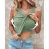 imageCHICME Women Builtin Bra Tank Tops Sleeveless Casual Shirts Racerback Ribbed Fitted Tank TopsXlight Green