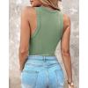 imageCHICME Women Builtin Bra Tank Tops Sleeveless Casual Shirts Racerback Ribbed Fitted Tank TopsXlight Green