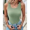 imageCHICME Women Builtin Bra Tank Tops Sleeveless Casual Shirts Racerback Ribbed Fitted Tank TopsXlight Green