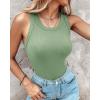 imageCHICME Women Builtin Bra Tank Tops Sleeveless Casual Shirts Racerback Ribbed Fitted Tank TopsXlight Green