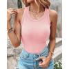 imageCHICME Women Builtin Bra Tank Tops Sleeveless Casual Shirts Racerback Ribbed Fitted Tank TopsYpink