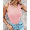 imageCHICME Women Builtin Bra Tank Tops Sleeveless Casual Shirts Racerback Ribbed Fitted Tank TopsYpink