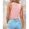 imageCHICME Women Builtin Bra Tank Tops Sleeveless Casual Shirts Racerback Ribbed Fitted Tank TopsYpink