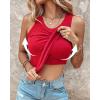 imageCHICME Women Builtin Bra Tank Tops Sleeveless Casual Shirts Racerback Ribbed Fitted Tank TopsZred