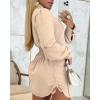 imageCHICME Women Shirt Dress 2025 Long Sleeve Button Down Blouses Side Drawstring Mini DressesApricot