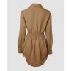 imageCHICME Women Shirt Dress 2025 Long Sleeve Button Down Blouses Side Drawstring Mini DressesBrown