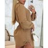 imageCHICME Women Shirt Dress 2025 Long Sleeve Button Down Blouses Side Drawstring Mini DressesBrown