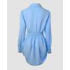 imageCHICME Women Shirt Dress 2025 Long Sleeve Button Down Blouses Side Drawstring Mini DressesDark Blue