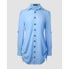 imageCHICME Women Shirt Dress 2025 Long Sleeve Button Down Blouses Side Drawstring Mini DressesDark Blue