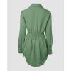 imageCHICME Women Shirt Dress 2025 Long Sleeve Button Down Blouses Side Drawstring Mini DressesDark Green
