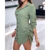 imageCHICME Women Shirt Dress 2025 Long Sleeve Button Down Blouses Side Drawstring Mini DressesDark Green
