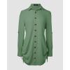imageCHICME Women Shirt Dress 2025 Long Sleeve Button Down Blouses Side Drawstring Mini DressesDark Green