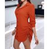 imageCHICME Women Shirt Dress 2025 Long Sleeve Button Down Blouses Side Drawstring Mini DressesOrange