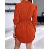 imageCHICME Women Shirt Dress 2025 Long Sleeve Button Down Blouses Side Drawstring Mini DressesOrange